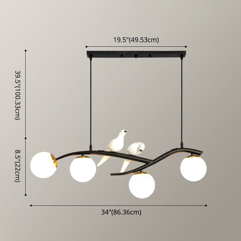 Modern Minimalist Linear Island Ceiling Light Spherical Glass Shade Pendant Light for Dining Table Clearhalo 'Ceiling Lights' 'Island Lights' 'Lighting' 2628597