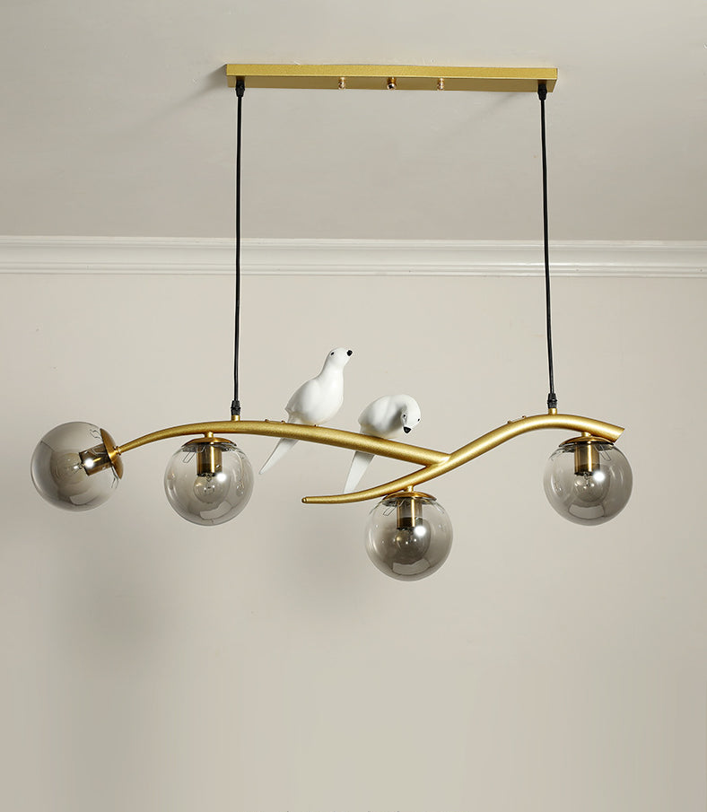 Modern Minimalist Linear Island Ceiling Light Spherical Glass Shade Pendant Light for Dining Table Clearhalo 'Ceiling Lights' 'Island Lights' 'Lighting' 2628603