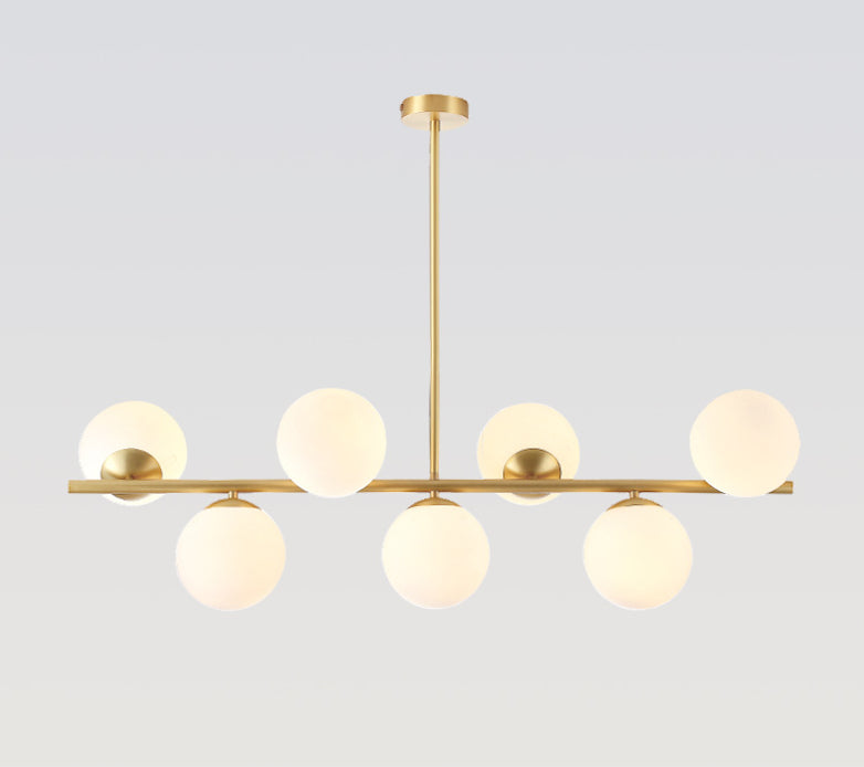 Mid-Century Gold Island Pendant Lighting 7 Light Spherical Glass Island Ceiling Light for Dining Table Clearhalo 'Ceiling Lights' 'Island Lights' 'Lighting' 2628664