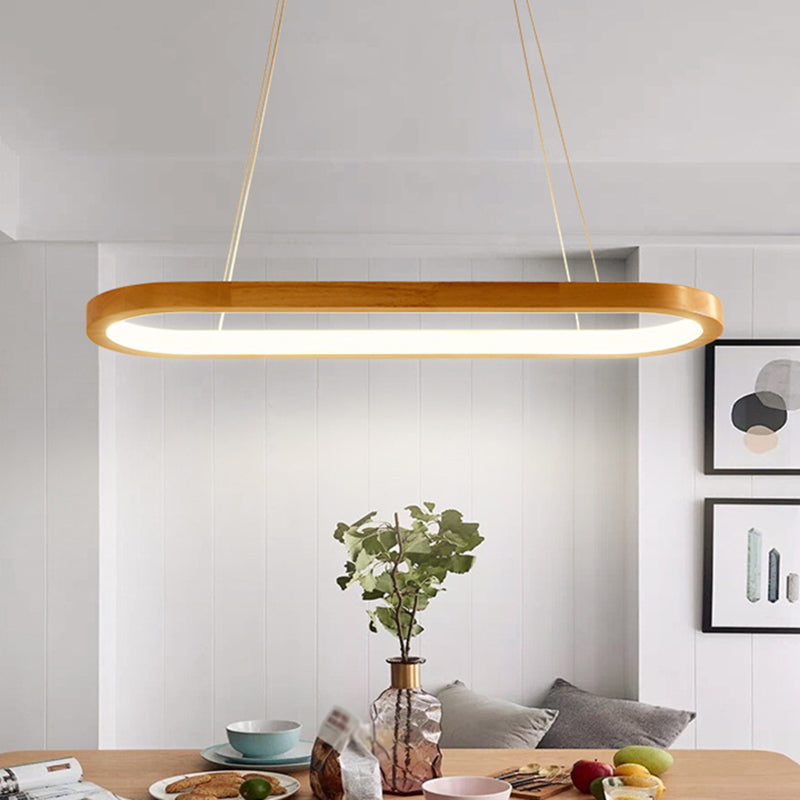Modern Minimalism Wood Island Pendant Lighting Elliptic LED Island Ceiling Light for Living Room Clearhalo 'Ceiling Lights' 'Island Lights' 'Lighting' 2628700