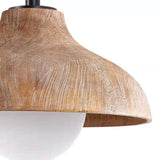 Brown Wooden Pendant Light Modern Simple 1 Light Dome Shade Hanging Lamp for Living Room Clearhalo 2628738
