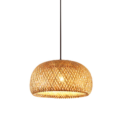 Double walled Hanging Lamp Kit Asian Bamboo 1-Light Beige Hanging Pendant for Restaurant Beige Clearhalo 'Ceiling Lights' 'Pendant Lights' 'Pendants' Lighting' 2628872