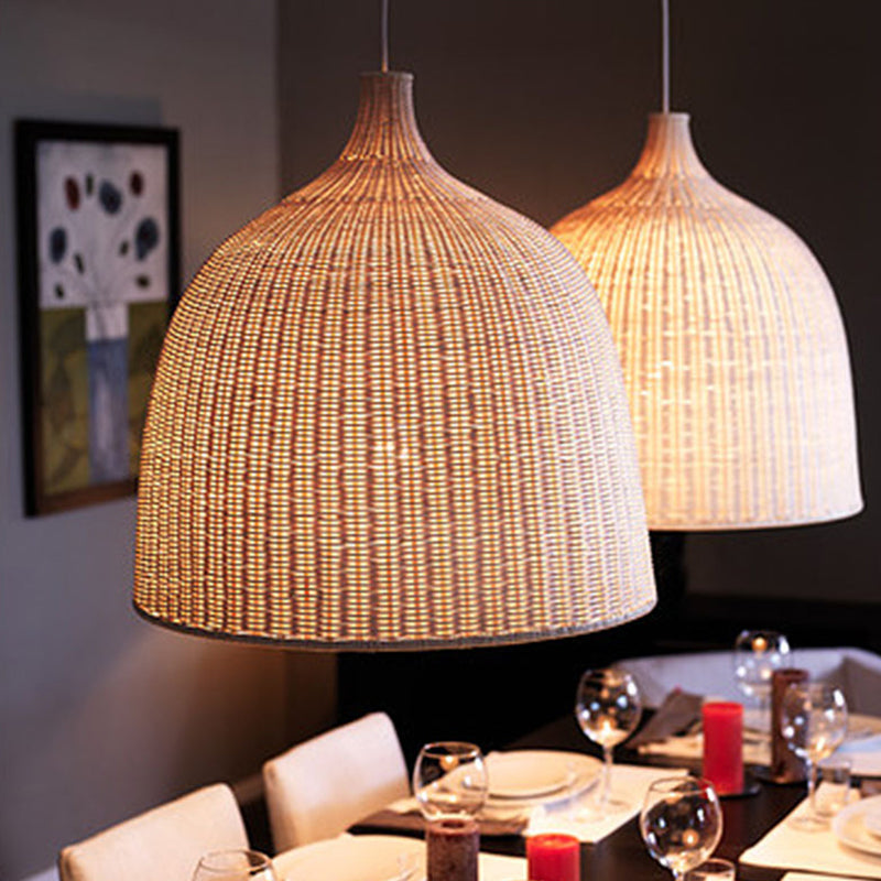 Handwoven Dome Pendant Light Fixture Chinese Bamboo Single Bulb Ceiling Light for Dining Table Clearhalo 'Ceiling Lights' 'Pendant Lights' 'Pendants' Lighting' 2628888