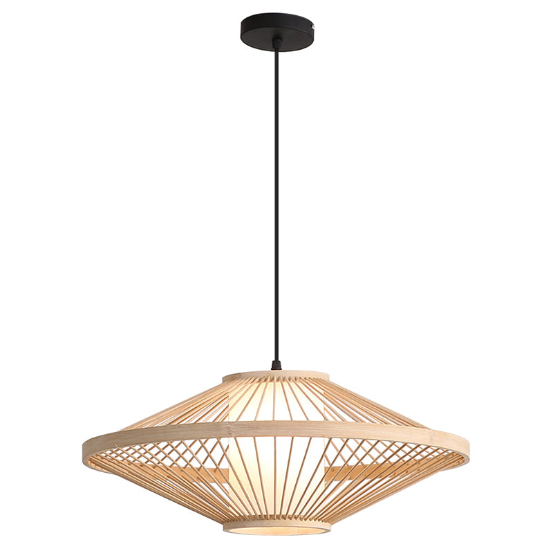 Flying Saucer Pendant Light Fixture Chinese Bamboo 1 Light Restaurant Suspension Pendant Clearhalo 'Ceiling Lights' 'Pendant Lights' 'Pendants' Lighting' 2628959