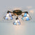 Tiffany Style Conic Shade Flushmount Light Stained Glass 3 Lights Flushmount Ceiling Light in White/Clear/Blue/Beige Clear Clearhalo 'Ceiling Lights' 'Close To Ceiling Lights' 'Close to ceiling' 'Glass shade' 'Glass' 'Semi-flushmount' 'Tiffany close to ceiling' 'Tiffany' Lighting' 26289