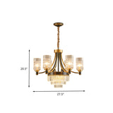 Cylinder Dining Room Hanging Light Textured Crystal 6/8 Heads Postmodern Chandelier Lighting in Gold Clearhalo 'Ceiling Lights' 'Chandeliers' 'Modern Chandeliers' 'Modern' Lighting' 262902