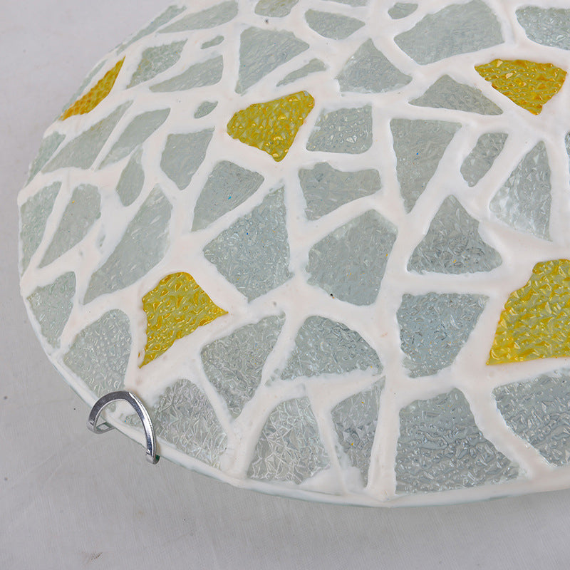 Handcrafted Glass Yellow Ceiling Lamp Dome Shaped Mediterranean Style Flush Mount Light for Bedroom Clearhalo 'Ceiling Lights' 'Close To Ceiling Lights' 'Lighting' 2629181