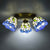 3 Heads Ceiling Flush Light Fixture Tiffany Small Stained Glass Flush Mount Lighting for Hall Blue Clearhalo 'Ceiling Lights' 'Close To Ceiling Lights' 'Lighting' 2629205