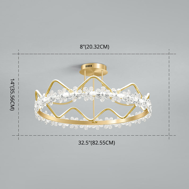 Gold Circular LED Ceiling Fixture Minimalist Flower Crystal Semi Flush Mount Light for Bedroom Clearhalo 'Ceiling Lights' 'Close To Ceiling Lights' 'Lighting' 2629246
