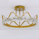 Gold Circular LED Ceiling Fixture Minimalist Flower Crystal Semi Flush Mount Light for Bedroom Clearhalo 'Ceiling Lights' 'Close To Ceiling Lights' 'Lighting' 2629251