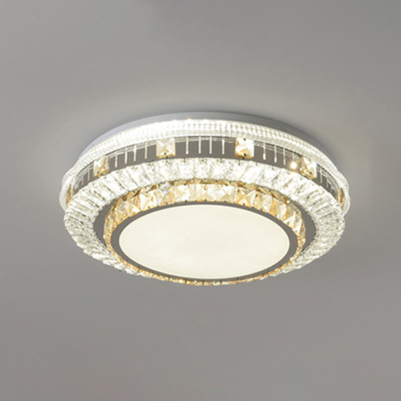 Drum Bedroom Ceiling Lighting Inlaid Crystal LED Modern Flush Mount Light in White White Third Gear Round Clearhalo 'Ceiling Lights' 'Close To Ceiling Lights' 'Lighting' 2629260