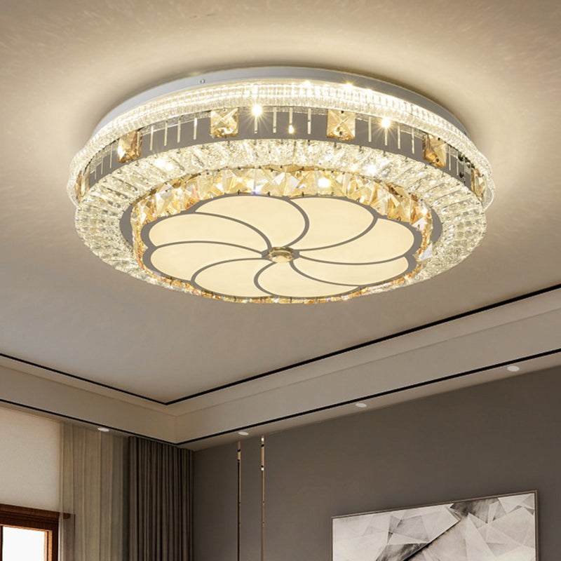 Drum Bedroom Ceiling Lighting Inlaid Crystal LED Modern Flush Mount Light in White Clearhalo 'Ceiling Lights' 'Close To Ceiling Lights' 'Lighting' 2629261