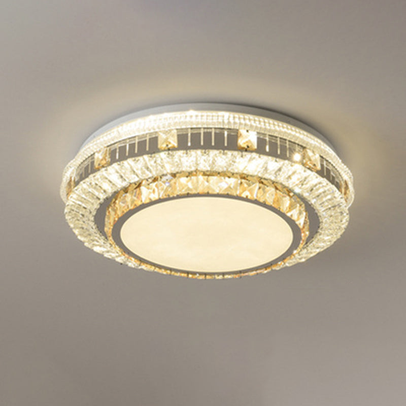 Drum Bedroom Ceiling Lighting Inlaid Crystal LED Modern Flush Mount Light in White White Remote Control Stepless Dimming Round Clearhalo 'Ceiling Lights' 'Close To Ceiling Lights' 'Lighting' 2629263