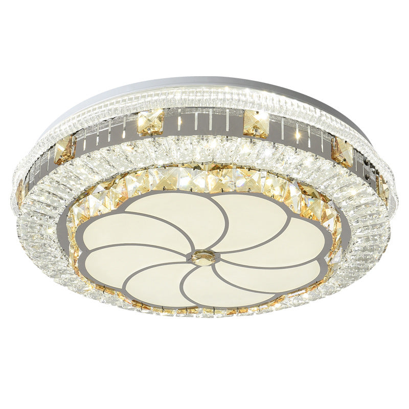 Drum Bedroom Ceiling Lighting Inlaid Crystal LED Modern Flush Mount Light in White Clearhalo 'Ceiling Lights' 'Close To Ceiling Lights' 'Lighting' 2629264