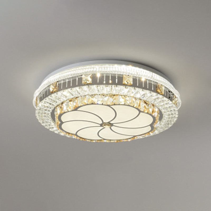 Drum Bedroom Ceiling Lighting Inlaid Crystal LED Modern Flush Mount Light in White White Third Gear Flower Clearhalo 'Ceiling Lights' 'Close To Ceiling Lights' 'Lighting' 2629265