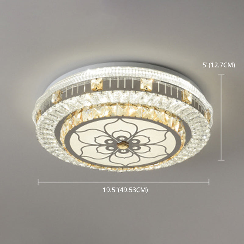 Drum Bedroom Ceiling Lighting Inlaid Crystal LED Modern Flush Mount Light in White Clearhalo 'Ceiling Lights' 'Close To Ceiling Lights' 'Lighting' 2629267