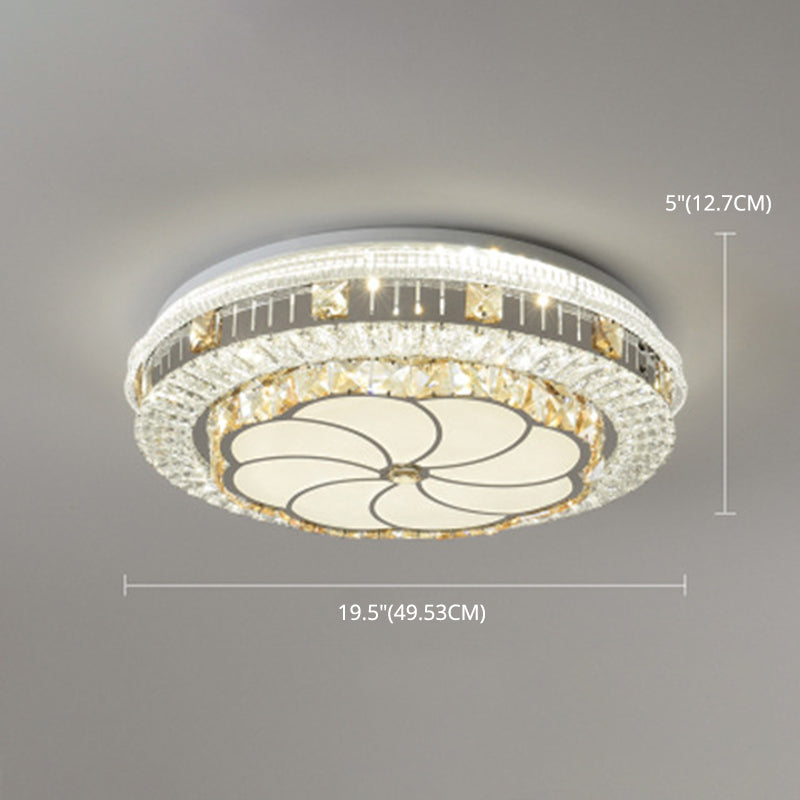 Drum Bedroom Ceiling Lighting Inlaid Crystal LED Modern Flush Mount Light in White Clearhalo 'Ceiling Lights' 'Close To Ceiling Lights' 'Lighting' 2629269