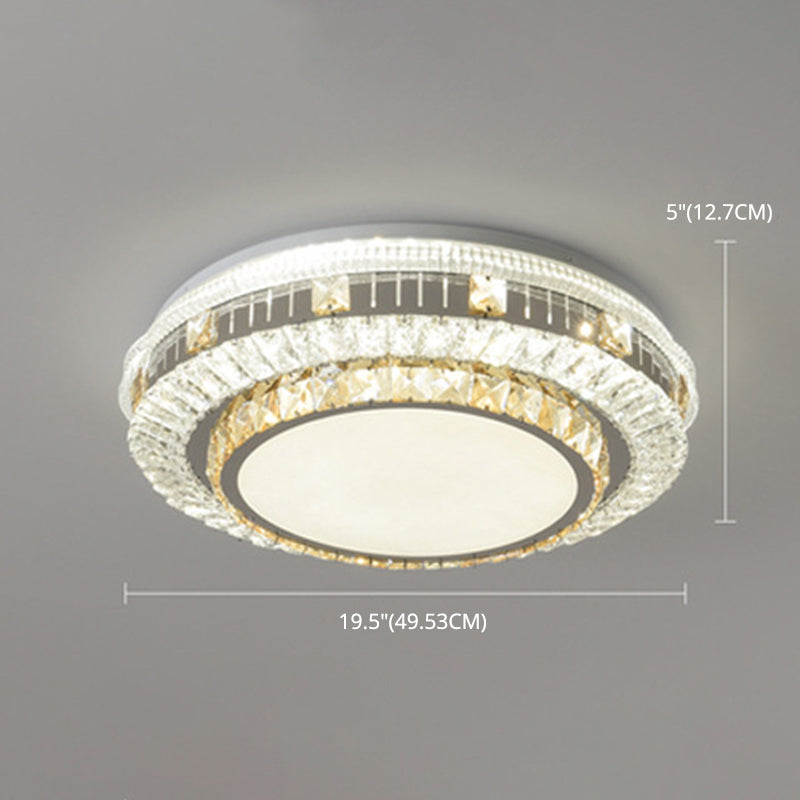 Drum Bedroom Ceiling Lighting Inlaid Crystal LED Modern Flush Mount Light in White Clearhalo 'Ceiling Lights' 'Close To Ceiling Lights' 'Lighting' 2629271