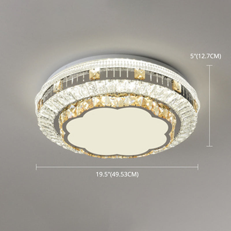 Drum Bedroom Ceiling Lighting Inlaid Crystal LED Modern Flush Mount Light in White Clearhalo 'Ceiling Lights' 'Close To Ceiling Lights' 'Lighting' 2629272