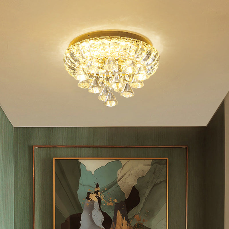Small Hallway Flush Mounted Lamp Crystal Simplicity LED Flush Mount Ceiling Light in Brass Clearhalo 'Ceiling Lights' 'Close To Ceiling Lights' 'Lighting' 2629281
