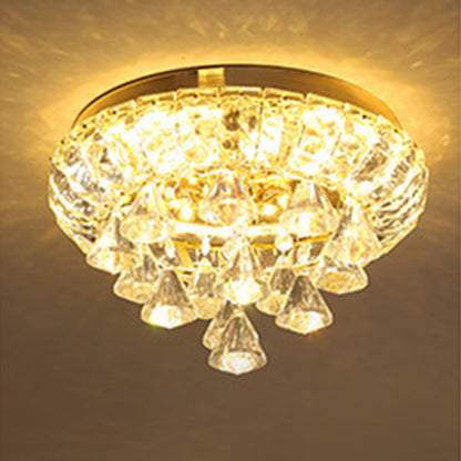 Small Hallway Flush Mounted Lamp Crystal Simplicity LED Flush Mount Ceiling Light in Brass Brass Clearhalo 'Ceiling Lights' 'Close To Ceiling Lights' 'Lighting' 2629282