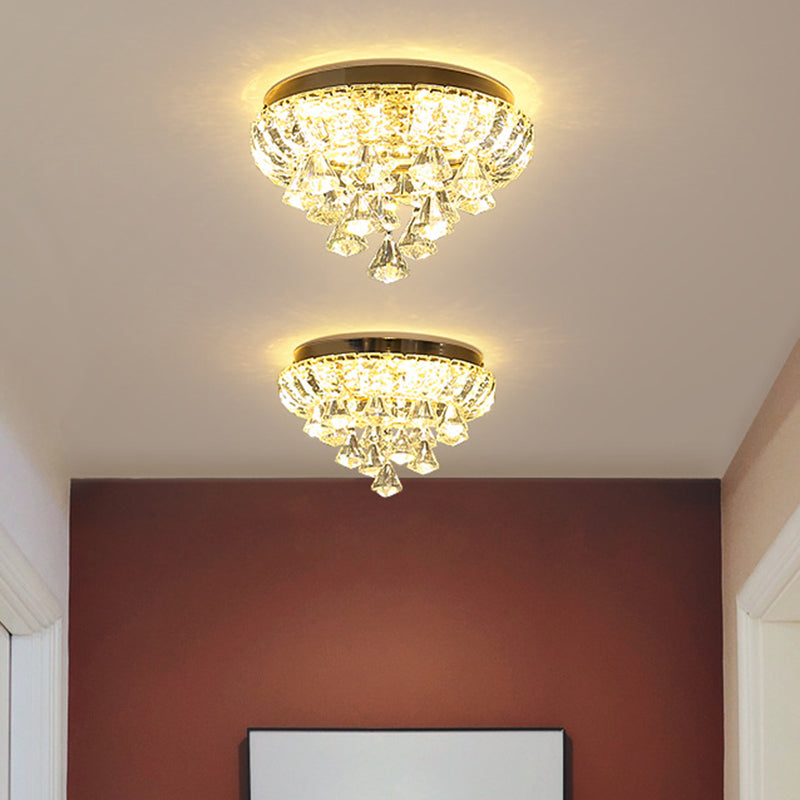 Small Hallway Flush Mounted Lamp Crystal Simplicity LED Flush Mount Ceiling Light in Brass Clearhalo 'Ceiling Lights' 'Close To Ceiling Lights' 'Lighting' 2629283