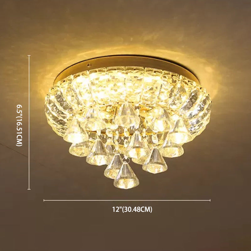 Small Hallway Flush Mounted Lamp Crystal Simplicity LED Flush Mount Ceiling Light in Brass Clearhalo 'Ceiling Lights' 'Close To Ceiling Lights' 'Lighting' 2629287