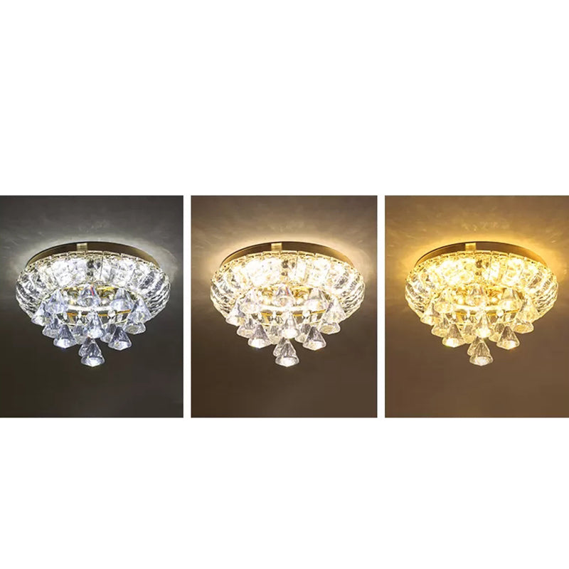 Small Hallway Flush Mounted Lamp Crystal Simplicity LED Flush Mount Ceiling Light in Brass Clearhalo 'Ceiling Lights' 'Close To Ceiling Lights' 'Lighting' 2629288