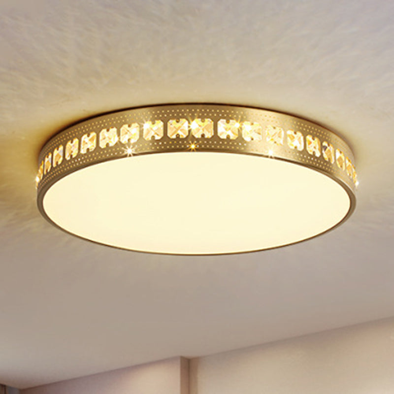 Minimalist Geometric Shaped Ceiling Light Acrylic Living Room LED Flush Mount Light in Gold Gold Drum Clearhalo 'Ceiling Lights' 'Close To Ceiling Lights' 'Lighting' 2629297