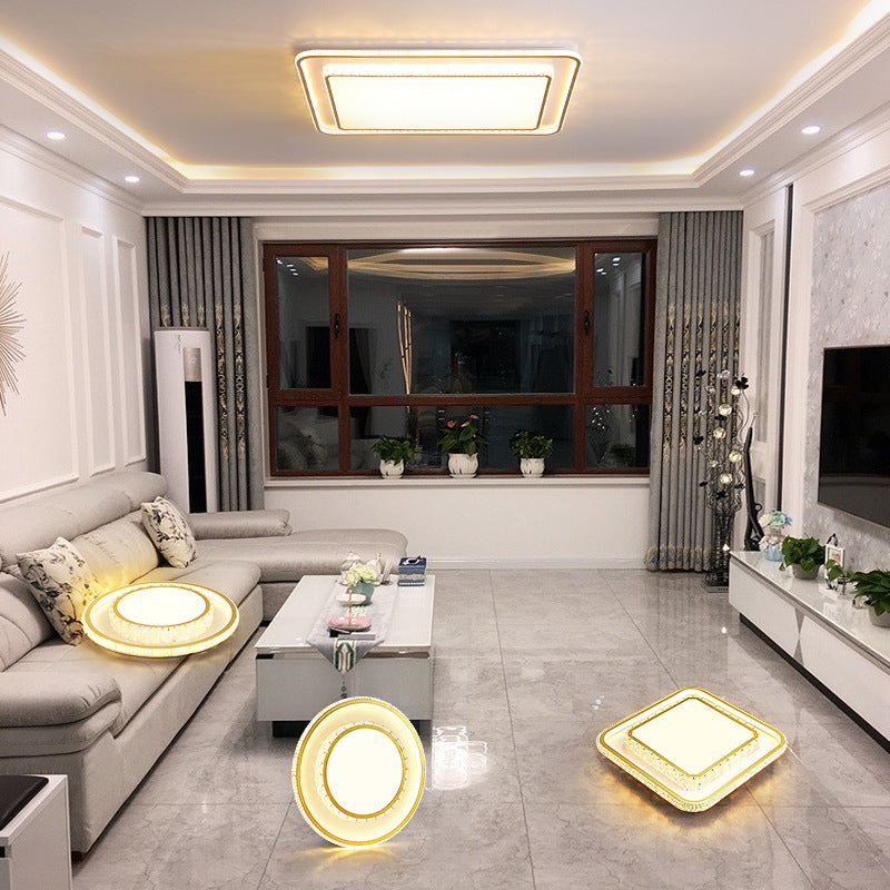 Minimalist Geometric Shaped Ceiling Light Acrylic Living Room LED Flush Mount Light in Gold Clearhalo 'Ceiling Lights' 'Close To Ceiling Lights' 'Lighting' 2629302