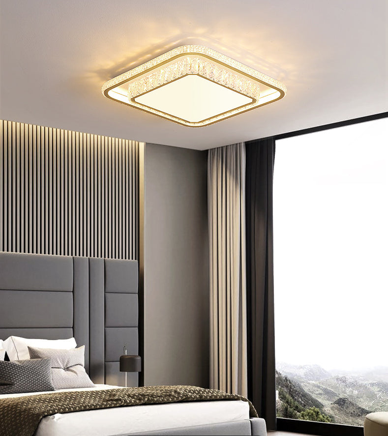 Minimalist Geometric Shaped Ceiling Light Acrylic Living Room LED Flush  Mount Light in Gold - Clearhalo