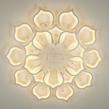 White Lotus Flush Ceiling Light Modernity LED Acrylic Semi Flush Mount with Crystal Decor Clearhalo 'Ceiling Lights' 'Close To Ceiling Lights' 'Lighting' 2629313