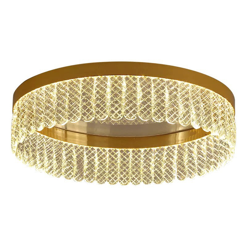 Prismatic Crystal Ring Shaped Flush-Mount Light Simplicity Gold LED Ceiling Fixture for Bedroom Clearhalo 'Ceiling Lights' 'Close To Ceiling Lights' 'Lighting' 2629328