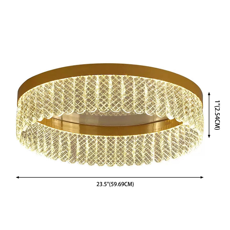 Prismatic Crystal Ring Shaped Flush-Mount Light Simplicity Gold LED Ceiling Fixture for Bedroom Clearhalo 'Ceiling Lights' 'Close To Ceiling Lights' 'Lighting' 2629329