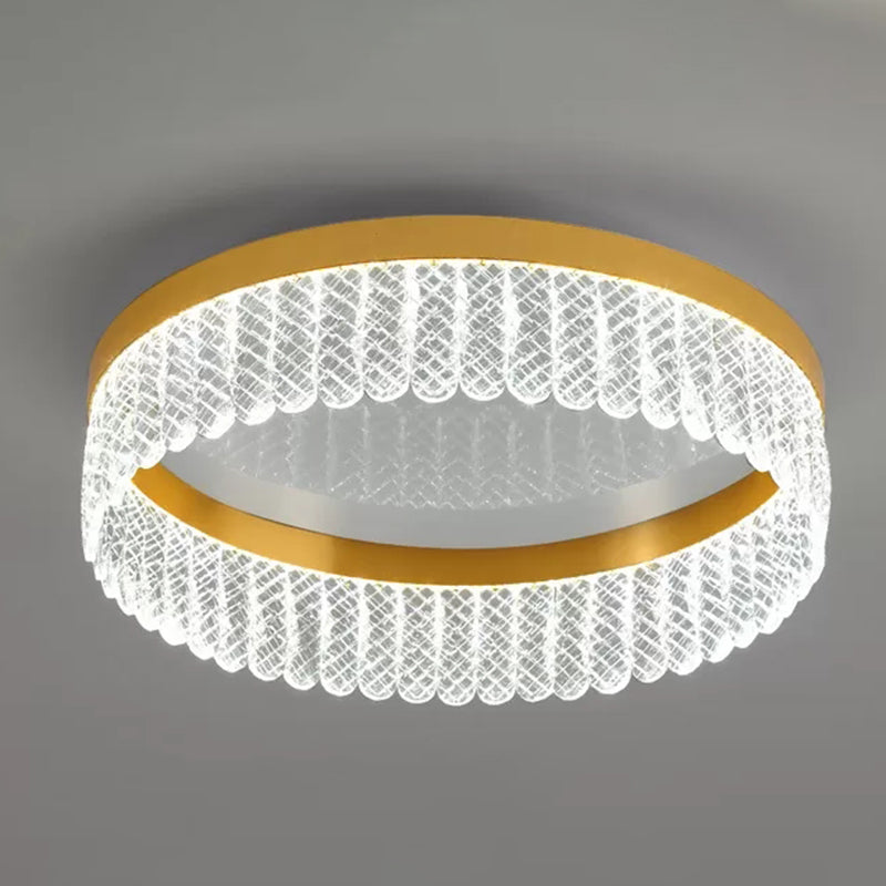 Prismatic Crystal Ring Shaped Flush-Mount Light Simplicity Gold LED Ceiling Fixture for Bedroom Clearhalo 'Ceiling Lights' 'Close To Ceiling Lights' 'Lighting' 2629330