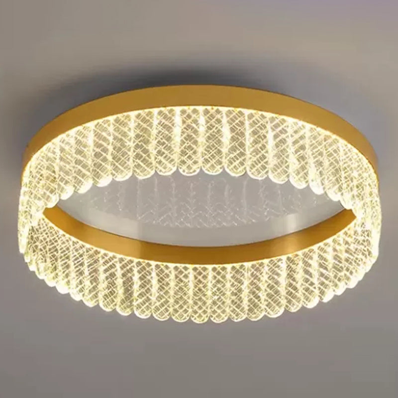 Prismatic Crystal Ring Shaped Flush-Mount Light Simplicity Gold LED Ceiling Fixture for Bedroom Clearhalo 'Ceiling Lights' 'Close To Ceiling Lights' 'Lighting' 2629331