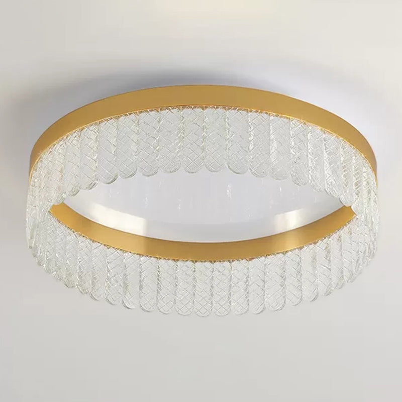 Prismatic Crystal Ring Shaped Flush-Mount Light Simplicity Gold LED Ceiling Fixture for Bedroom Clearhalo 'Ceiling Lights' 'Close To Ceiling Lights' 'Lighting' 2629332