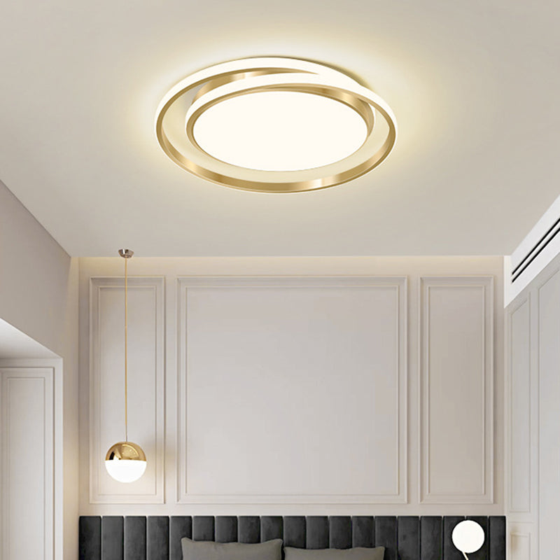 Simple Style Round Ceiling Lamp Acrylic LED Bedroom Flush Mount Light Fixture in Brushed Gold Clearhalo 'Ceiling Lights' 'Close To Ceiling Lights' 'Lighting' 2629419