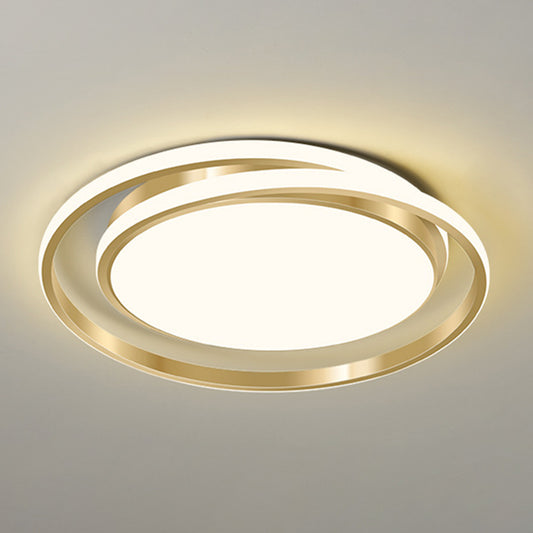 Simple Style Round Ceiling Lamp Acrylic LED Bedroom Flush Mount Light Fixture in Brushed Gold Gold Warm Clearhalo 'Ceiling Lights' 'Close To Ceiling Lights' 'Lighting' 2629420