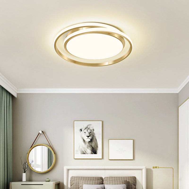 Simple Style Round Ceiling Lamp Acrylic LED Bedroom Flush Mount Light Fixture in Brushed Gold Clearhalo 'Ceiling Lights' 'Close To Ceiling Lights' 'Lighting' 2629421