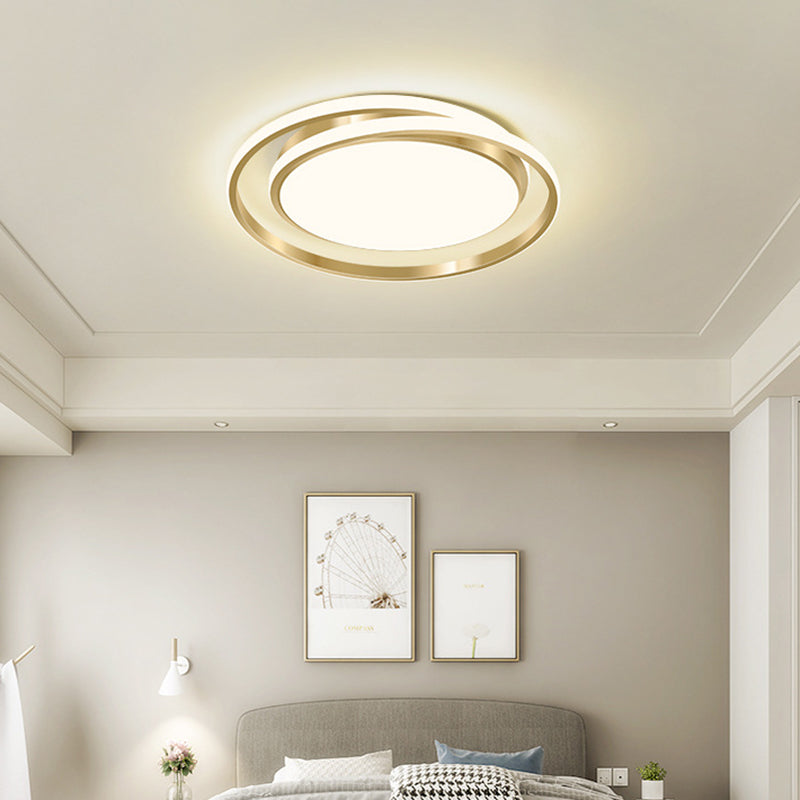 Simple Style Round Ceiling Lamp Acrylic LED Bedroom Flush Mount Light Fixture in Brushed Gold Clearhalo 'Ceiling Lights' 'Close To Ceiling Lights' 'Lighting' 2629422
