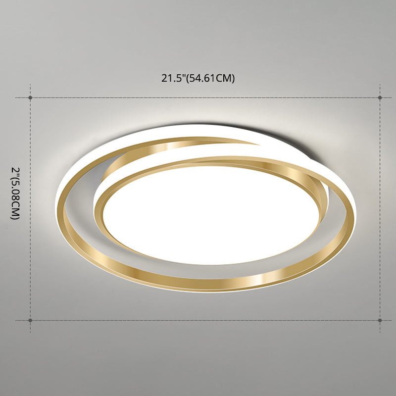 Simple Style Round Ceiling Lamp Acrylic LED Bedroom Flush Mount Light Fixture in Brushed Gold Clearhalo 'Ceiling Lights' 'Close To Ceiling Lights' 'Lighting' 2629424