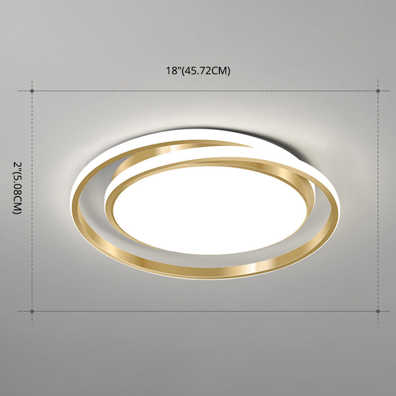 Simple Style Round Ceiling Lamp Acrylic LED Bedroom Flush Mount Light Fixture in Brushed Gold Clearhalo 'Ceiling Lights' 'Close To Ceiling Lights' 'Lighting' 2629425