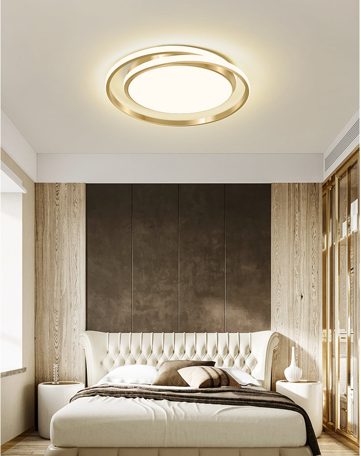 Simple Style Round Ceiling Lamp Acrylic LED Bedroom Flush Mount Light Fixture in Brushed Gold Clearhalo 'Ceiling Lights' 'Close To Ceiling Lights' 'Lighting' 2629427