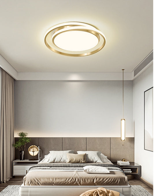 Simple Style Round Ceiling Lamp Acrylic LED Bedroom Flush Mount Light Fixture in Brushed Gold Clearhalo 'Ceiling Lights' 'Close To Ceiling Lights' 'Lighting' 2629428