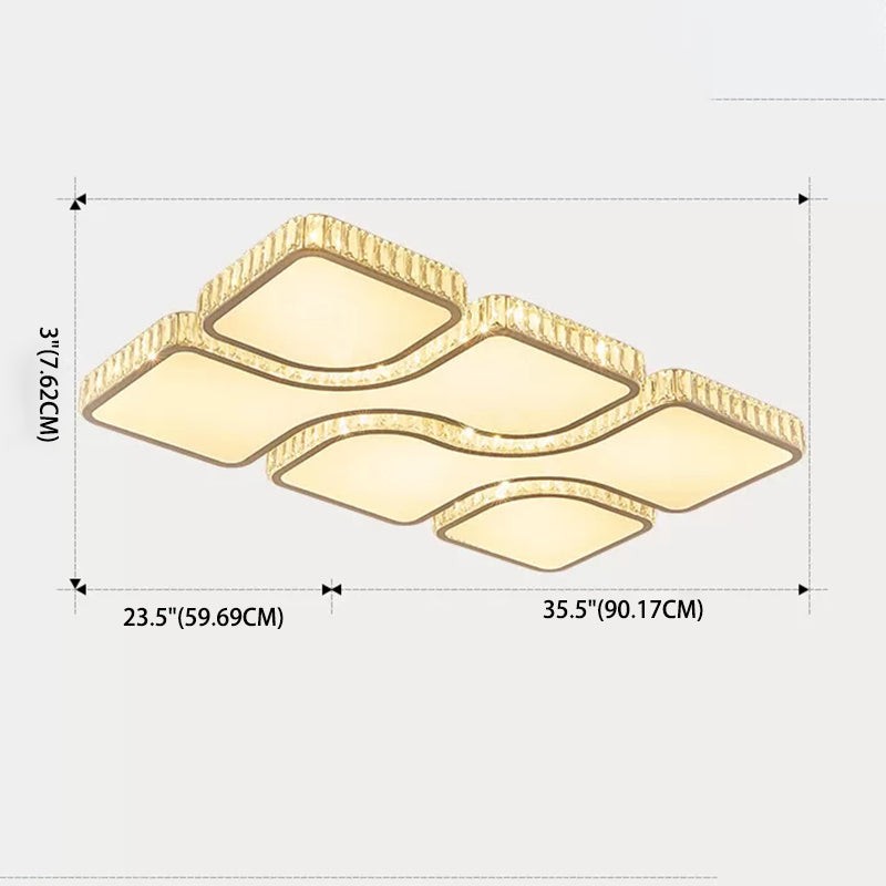 White Quadrangle Flush Light Contemporary LED Acrylic Flush Mount Light with Inlaid Crystal Clearhalo 'Ceiling Lights' 'Close To Ceiling Lights' 'Lighting' 2629466