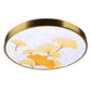 Hand-Paint Glass Round Flush Light Artistic Minimalist LED Ceiling Lighting for Bedroom Brass Leaf Clearhalo 'Ceiling Lights' 'Close To Ceiling Lights' 'Lighting' 2629523