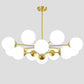 Post-Modern Metal Hanging Chandelier Light Opal Glass Shade Ceiling Chandelier in Gold for Living Room 12 Gold Clearhalo 'Ceiling Lights' 'Chandeliers' Lighting' 2629550