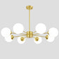 Post-Modern Metal Hanging Chandelier Light Opal Glass Shade Ceiling Chandelier in Gold for Living Room 8 Gold Clearhalo 'Ceiling Lights' 'Chandeliers' Lighting' 2629551
