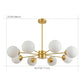 Post-Modern Metal Hanging Chandelier Light Opal Glass Shade Ceiling Chandelier in Gold for Living Room Clearhalo 'Ceiling Lights' 'Chandeliers' Lighting' 2629557